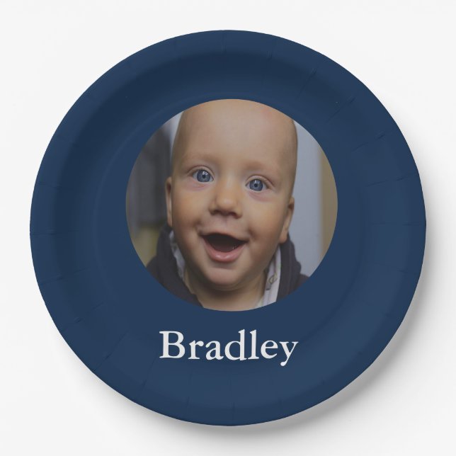 Personalisiertes Baby-Foto Pappteller (Vorderseite)