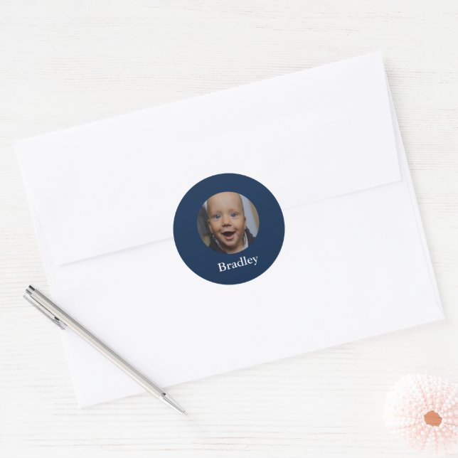 Personalisiertes Baby-Foto Runder Aufkleber (Umschlag)