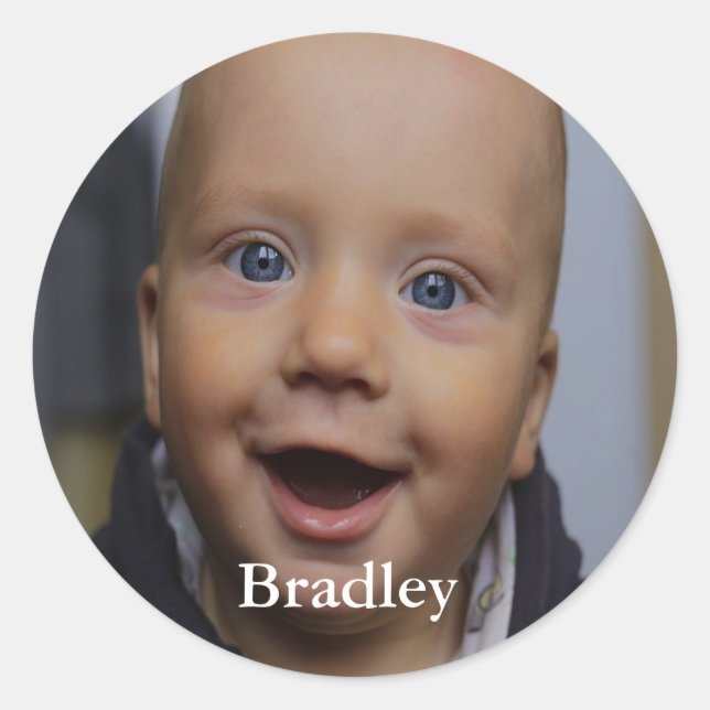 Personalisiertes Baby-Foto Runder Aufkleber (Vorderseite)