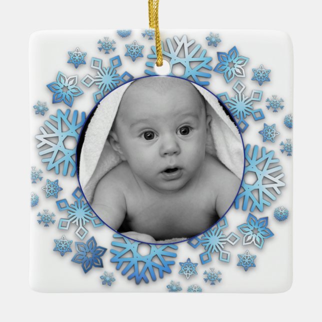 Personalisiertes Baby-Foto & Weihnachtsschmuck (Vorderseite)