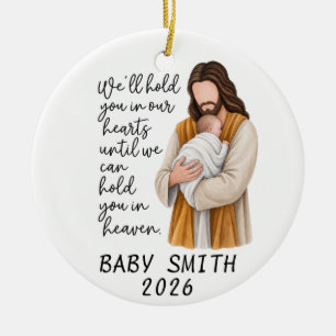Personalisiertes Baby-Gedenkstück Jesus im Himmel Keramik Ornament