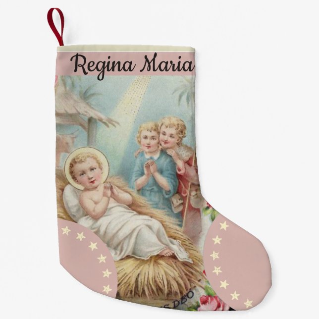 Personalisiertes Baby Jesus in den Krippen-Mädchen Kleiner Weihnachtsstrumpf (Vorderseite)