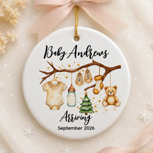 Personalisiertes Baby kommt bald Weihnachten Keramik Ornament