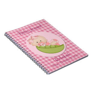 Personalisiertes Baby Mädchen im Pod Pink Baby Jou Notizblock