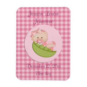 Personalisiertes Baby-Mädchen in einer Pod-Pink-An Magnet