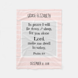 Personalisiertes Baby, Nachtgebet (Psalm 4:8) Fleecedecke