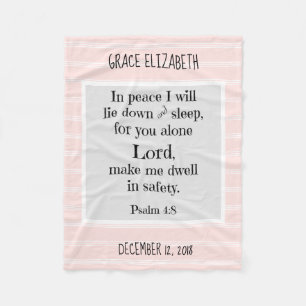Personalisiertes Baby, Nachtgebet (Psalm 4:8) Fleecedecke