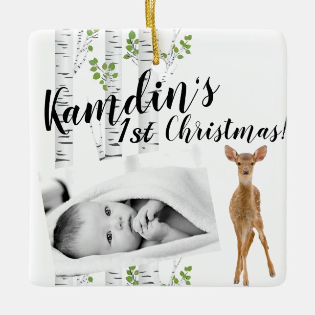 Personalisiertes Baby Ornament Deer Doe Buck Woodl (Vorderseite)
