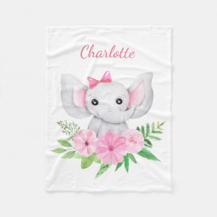 Personalisiertes Baby-Rosa-Elefanten-Geschenk für  Fleecedecke
