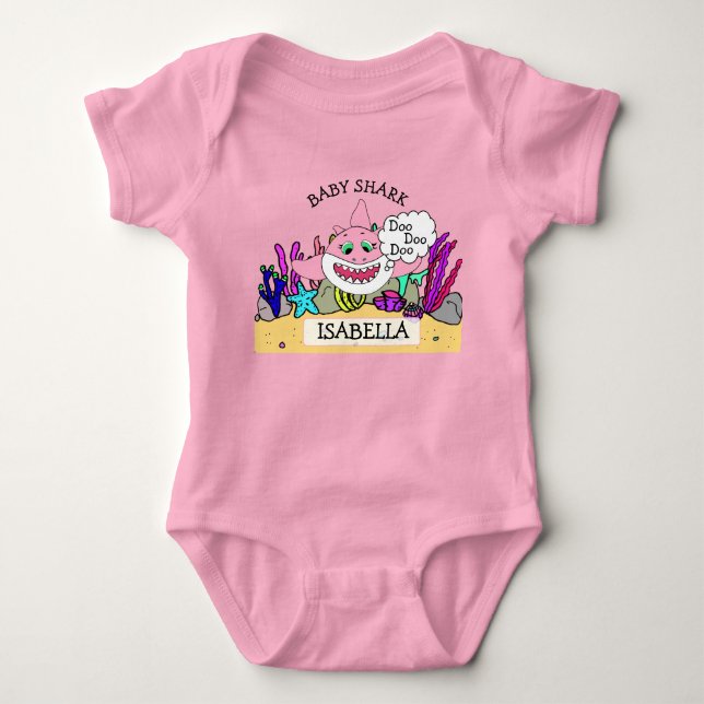 Personalisiertes Baby Shark Baby Baby Strampler (Vorderseite)