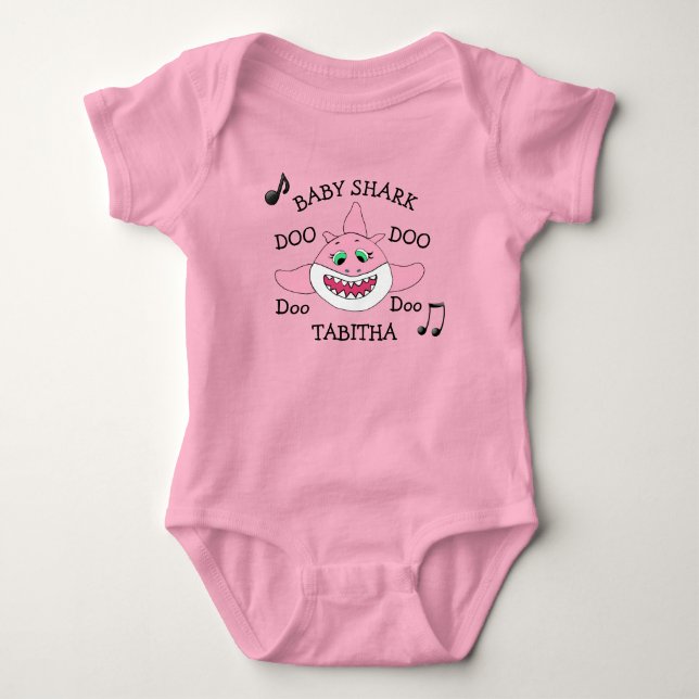 Personalisiertes Baby Shark Baby Baby Strampler (Vorderseite)