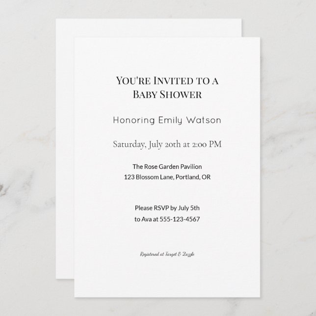 Personalisiertes Baby Sprinkle oder Duschdesign Einladung (Vorne/Hinten)