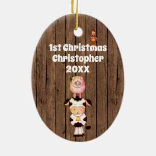 Personalisiertes Baby's 1. Weihnachten Niedliche L Keramik Ornament