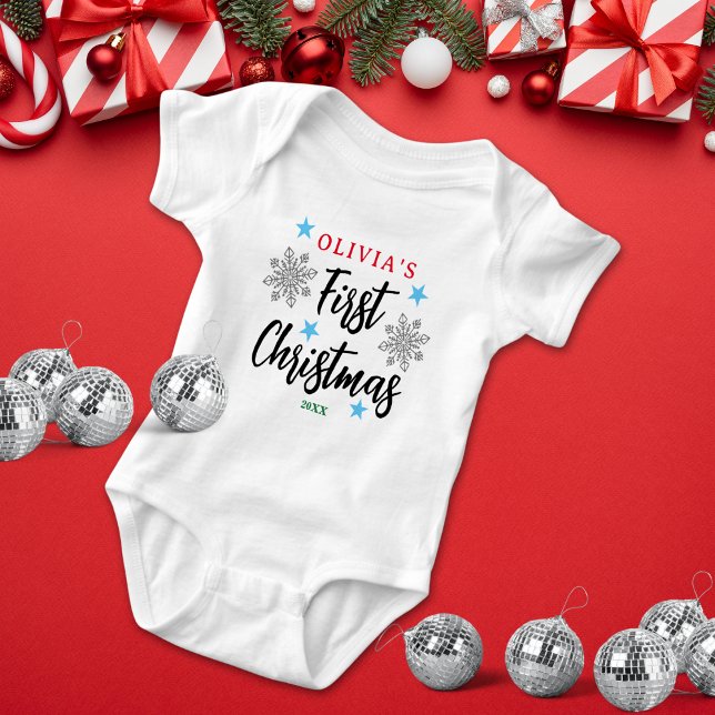 Personalisiertes Baby's First Christmas Holiday Baby Strampler (Personalized Baby's First Christmas Holiday onesie)