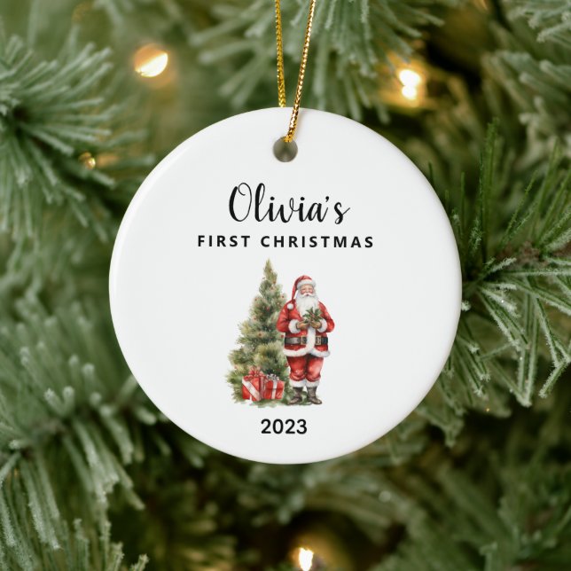 Personalisiertes Baby's First Christmas Keepake Keramik Ornament (Baum)