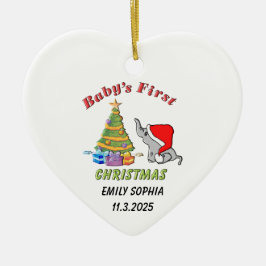 Personalisiertes Baby's First Christmas mit Elepha Keramik Ornament