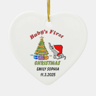 Personalisiertes Baby's First Christmas mit Elepha Keramik Ornament