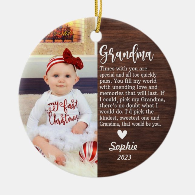 Personalisiertes Baby's First Christmas/Oma Keramik Ornament (Vorne)