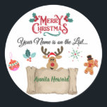 Personalisiertes Baby's First Christmas Runder Aufkleber<br><div class="desc">Die ersten Weihnachten für das Besondere. Es ist ein gutes sentimentales Stück für deine Liebe für immer.</div>