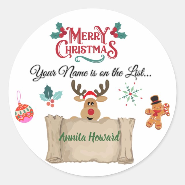 Personalisiertes Baby's First Christmas Runder Aufkleber (Vorderseite)