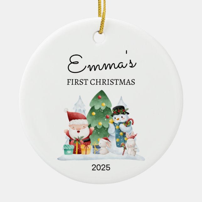 Personalisiertes Baby's First Christmas, Weihnacht Keramik Ornament (Vorne)
