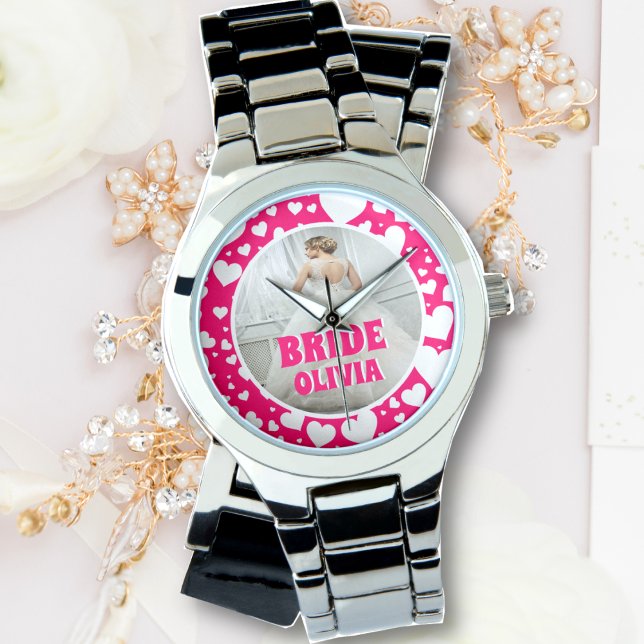 Personalisiertes Bachelorette-Bride-Foto Armbanduhr (Von Creator hochgeladen)