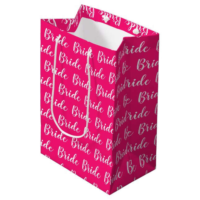 Personalisiertes Bachelorette-Bride-Muster Mittlere Geschenktüte (Vorderseite Schrägansicht)