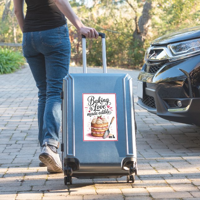 Personalisiertes Backen ist Liebe essbar gemacht Aufkleber (Koffer Insitu)