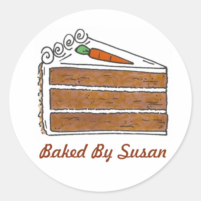 Personalisiertes Backen mit Karottenkuchen Runder Aufkleber (Vorderseite)