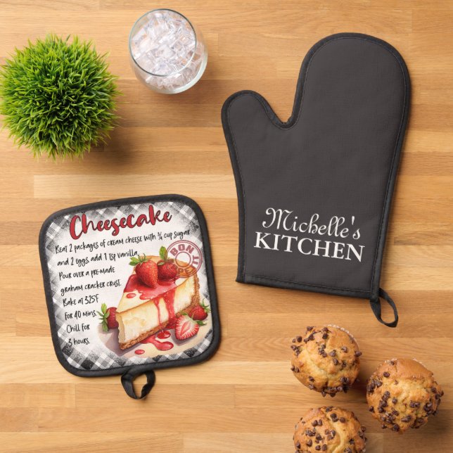Personalisiertes Backrezept Ofenhandschuh & Topflappen-Set (Oben Unten)