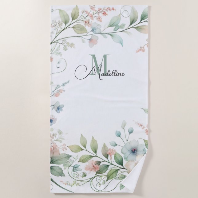 Personalisiertes Badetuch mit Wild Kleine Blume (Vorderseite)