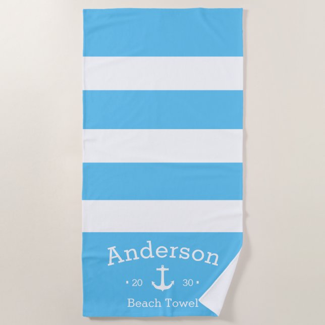 Personalisiertes Badetuch - Sky Blue Nautic (Vorderseite)