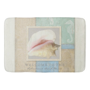 Personalisiertes Badezimmer Hölzerhaus Seashell Badematte