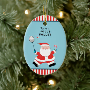 Personalisiertes Badminton Weihnachten Keramik Ornament