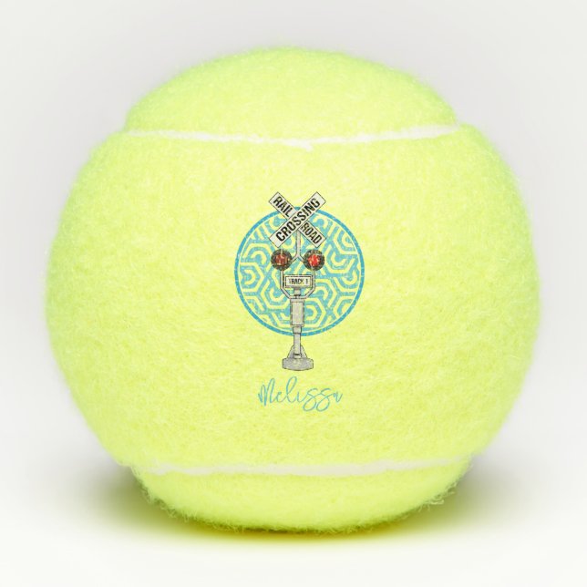 Personalisiertes Bahnübergangssignal Tennisbälle (Vorderseite)
