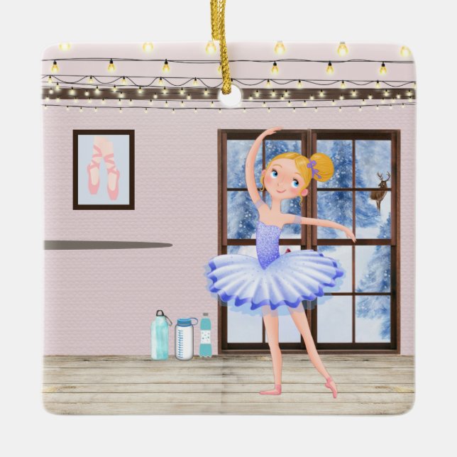 Personalisiertes Ballerina Tanzstudio Wintermonat Keramikornament (Vorderseite)