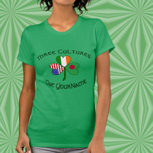 Personalisiertes Bangladesch Irland USA Shamrock T-Shirt