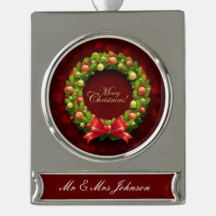 Personalisiertes Bannerdekor, silber plattiert/kra Banner-Ornament Silber