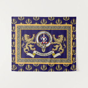 Personalisiertes Bannerman-Clan-Abzeichen in Blau Wandteppich