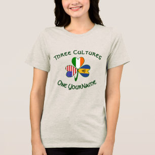Personalisiertes Barbados Irland USA Shamrock Dame Tri-Blend Shirt