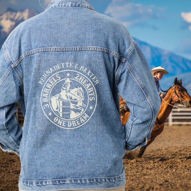 Personalisiertes Barrel Racing Sprichwort mit Name Jeansjacke (Von Creator hochgeladen)