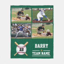 Personalisiertes Baseball-4-Fotocollage-Team Fleecedecke