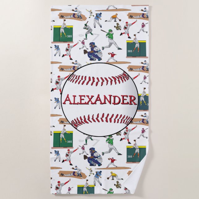 Personalisiertes Baseball-Darstellungsmuster Strandtuch (Vorderseite)