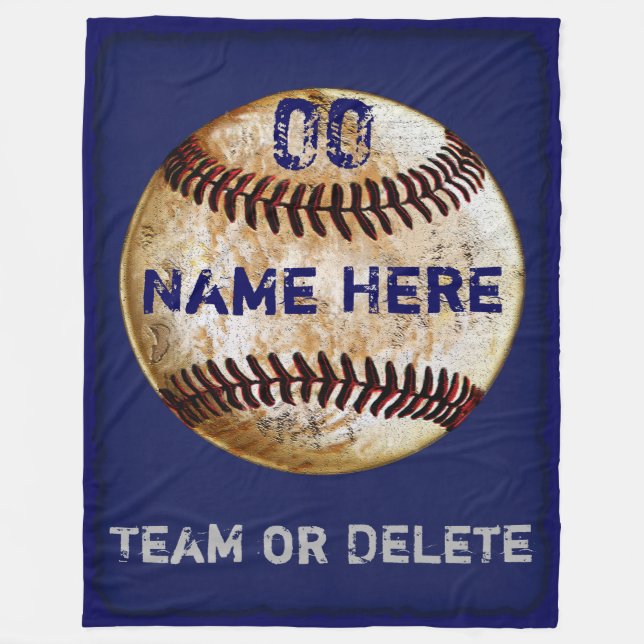 Personalisiertes Baseball Fleece Blanken 3 Textfel (Vorderseite)