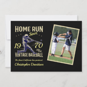 Personalisiertes Baseball-Foto Jahr Name Geburtsta Einladung
