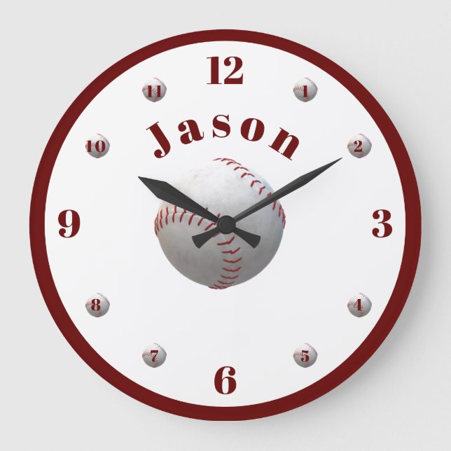 Personalisiertes Baseball Große Wanduhr (Vorderseite)
