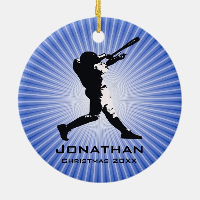 Personalisiertes Baseball-Player-Ornament Keramik Ornament (Hinten)