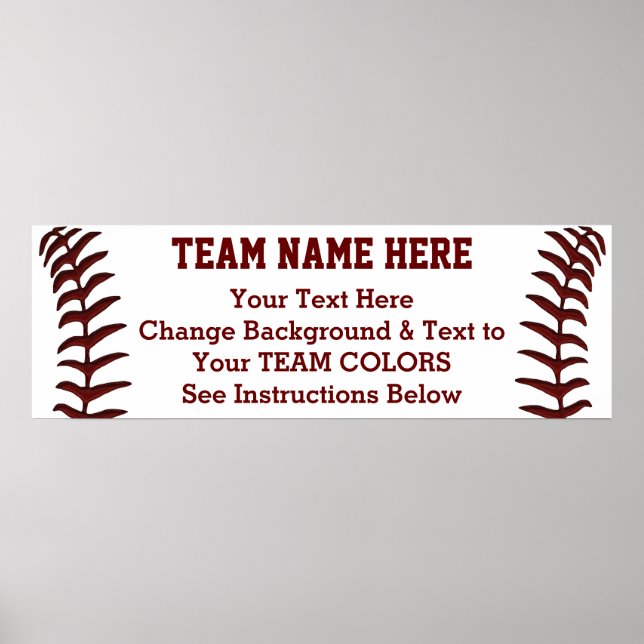 Personalisiertes Baseball-Poster-Banner 36 in X 12 Poster (Vorne)