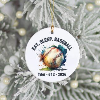 Personalisiertes Baseball-Spielernamen-Nummer-Gesc Keramik Ornament