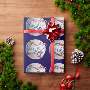 Personalisiertes Baseball-Sport-Weihnachten Geschenkpapier